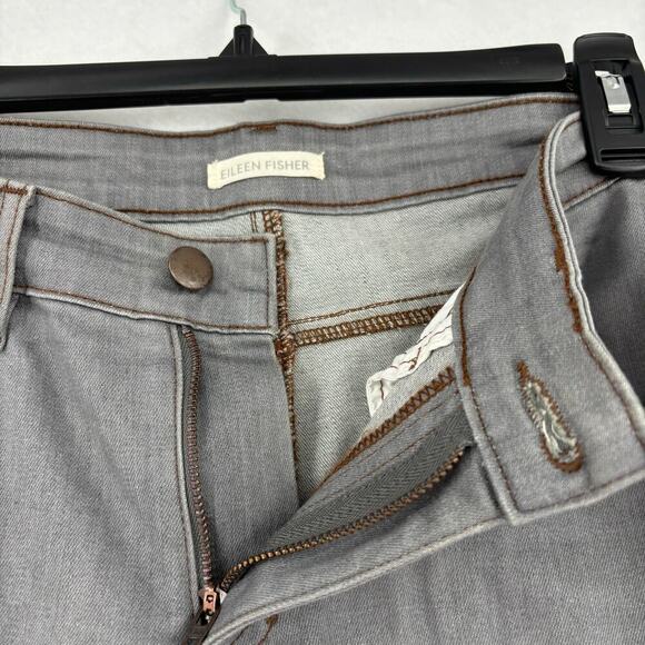 Eileen Fisher Slim Jeans Size 10 Gray Mid Rise Organic Cotton Stretch Denim - Picture 3 of 10